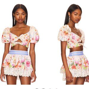 Agua Bendita REVOLVE Floral Pink Top & Skirt
